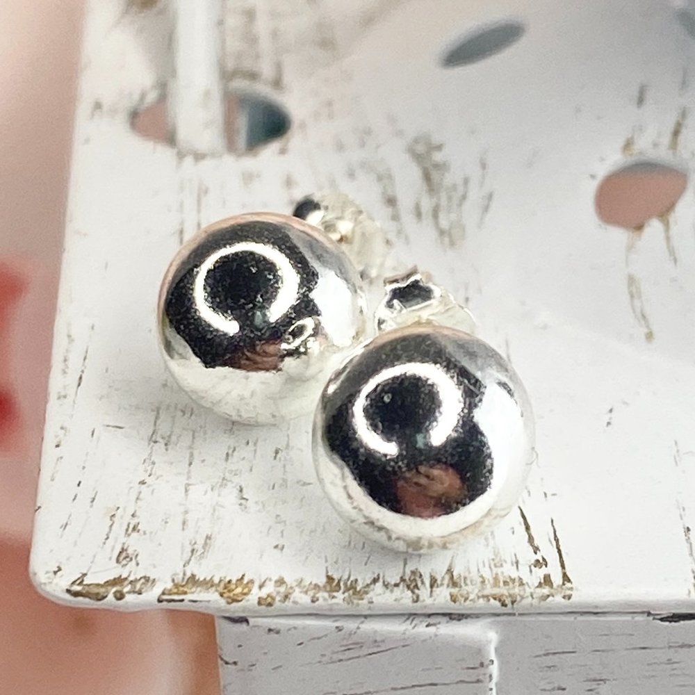 Sterling Silver Round 8mm Ball Stud Earrings